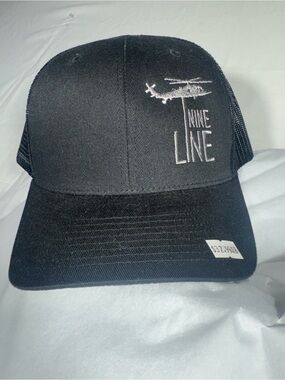 Nine Line Black Trucker Hat with Helicopter Embroidery